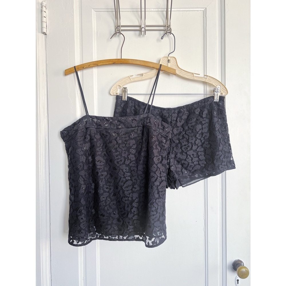 Equipment • black lace camisole top shorts set spaghetti strap tank leopard